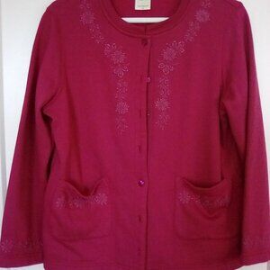 Petite cranberry fleece cardigan